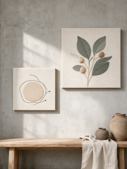 Square Punch Needle Embroidery Frame, Monk Cloth Fabric, Available In 20*20cm And 30*30cm Sizes, Suitable For Punch Needle Embroidery Creation, Can Be Made Into Decorative Paintings, Desktop Ornaments And Other Decorative Finished Products