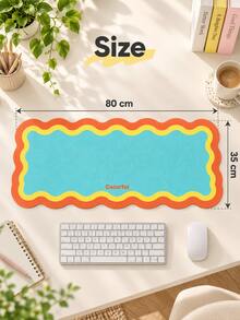 Desk Mat For Keyboard And Mouse, 80 X 35 Cm Large Extended Mouse Pad, Colorful Wavy Edges With Contrasting Scalloped Border, Easy-Clean Textured Surface, Desktop Protector For Home Office, Study And Gaming, Aesthetic Computer Desk Accessories - View 10