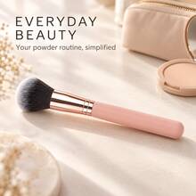 Powder Brush - Makeup Artist's Exclusive - Pink Wooden Handle, Fiber Bristles - Ideal For Applying Powder On The Face For A Seamless Finish - Single Brush For Blush Application - Pink - View 4