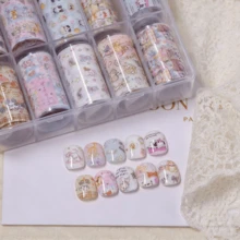 Hand-Painted Doodle Spring Nail Art Transfer Paper Cute Girl Patchwork Star Pet Nail Decoration - Multicolor - View 12