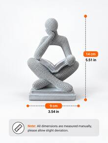 1pc Silver Beaded Reading Thinker Statue, Abstract Art Reading Man Sculpture, Holding Open Book, Modern Bookshelf Desktop Decor, Suitable For Living Room Office Study Library Coffee Table Bookshelf Decoration, Book Lover Gift - Multiple Styles - View 7