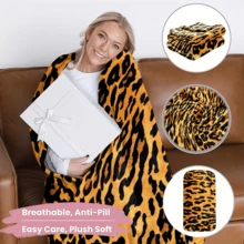 1PC Brown Leopard Print Wearable Blanket Soft And Comfortable For Both Men And Women. Great For Everyday Use, Camping, Travel, And A Thoughtful Holiday Gift - Multicolor - View 7
