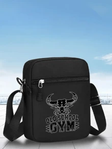 1pc/2pcs "OLD SCHOOL GYM" Letter & Bull Head Graphic Print Unisex Street Fashion Outdoor Sports Baseball Cap & Crossbody Bag, Adjustable, Gift For Yourself Or Friends - Multicolor - View 5