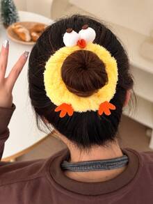 2pcs/1pc Autumn/Winter Cute Plush Chick Hair Scrunchies, Fun Sweet Japanese Style Cute Hair Bands, Suitable For Ponytail And Bun Daily Hair Accessories - Multicolor - View 6