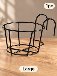 4pcs Hanging Railing Planter, Black Metal Flower Pot Holder, Weather-Resistant Iron Plant Hanging Basket, Suitable For Balcony Fence, Porch And Outdoor Garden Decoration - Multicolor - View 10