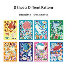 8pcs Ocean Animal Face-Swap Stickers & DIY Puzzle Crafts - Educational Early Learning Toys For Kids - Multicolor - View 5