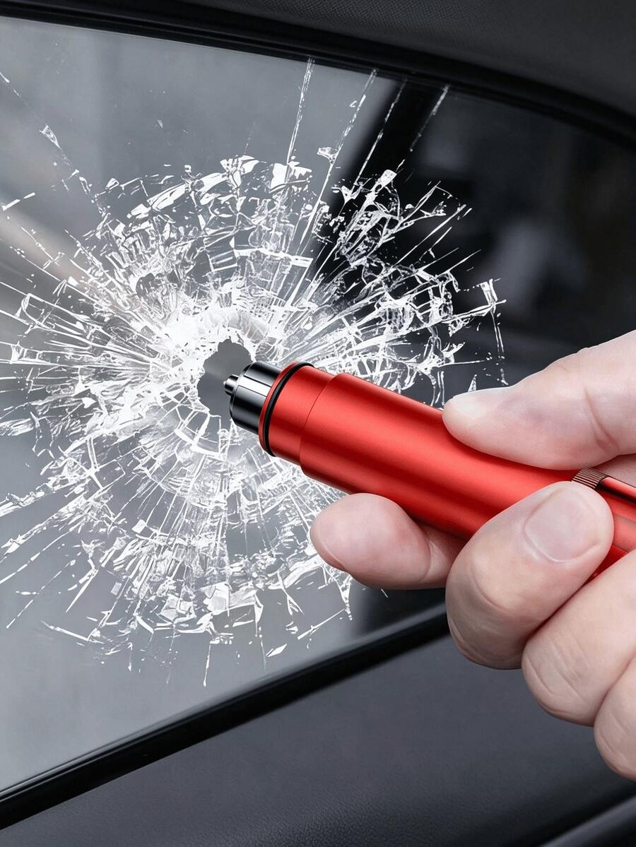 1 قطعة مطرقة سلامة طوارئ للسيارة، كاسر النوافذ مع قاطع حزام الأمان المخفي، أداة كسر الزجاج بنظام زنبركي، أداة نجاة الهروب من السيارة، إكسسوار سلامة سيارة محمول لإنقاذ الحوادث