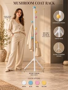 1pc Tree-Shaped Modular Floor Coat Rack, Easy To Install, Vertical Clothing Hanging Rack, Stable Triangular Base, Multi-Hook Design, Suitable For Bedroom, Entryway, Strong Load-Bearing Capacity, Can Store Coats, Bags, Hats, Minimalist Multi-Functional, Space-Saving, Practical Home Storage Item - View 8
