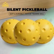 TOPICK 2/3 Pcs Yellow Silent Foam Pickleball Balls Low Noise No Disturbing Training Paddle Rackets Balls High Performance Durable Precise Pickleballs - Yellow - View 2