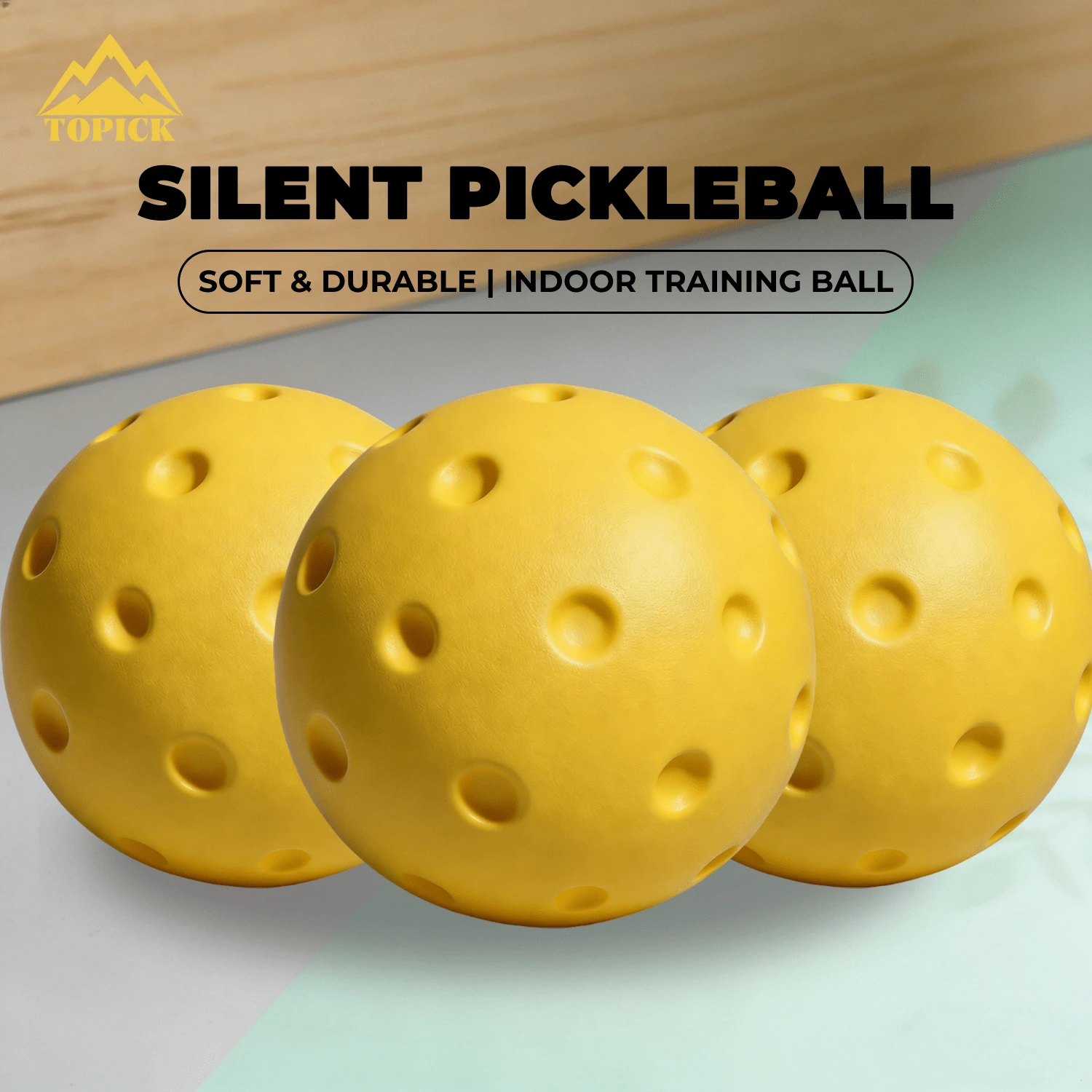 TOPICK 2/3 Pcs Yellow Silent Foam Pickleball Balls Low Noise No Disturbing Training Paddle Rackets Balls High Performance Durable Precise Pickleballs