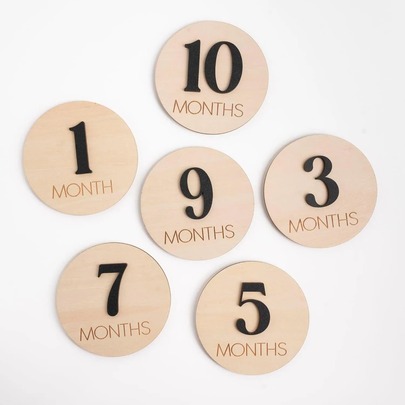 12pcs Newborn Growth Milestone Props, 1-12 Months Growth Record Milestones, For Birthday Baptism Photography, Newborn Anniversary