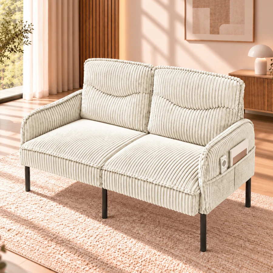 Wooden Sofa Beige 122 * 73 * 83 Cm With Comfortable Seating For Living Room - Beige - View 1