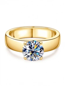 S925 Sterling Silver Women's Ring 2 Carat Round Moissanite Ring Wedding Engagement Jewelry Daily Wear Accessory Suitable For Dating And Party - 2ct - View 9