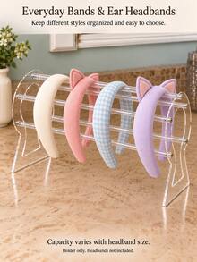 1pc 12 Inch Transparent Acrylic Headband Storage Rack, 3mm Thickened 4+ Rods Large Capacity Vertical Headband Display Stand, Minimalist Transparent Hair Accessory Organizer, Suitable For Women And Girls Bedroom Vanity And Bathroom Use. Perfect Holiday Gift, Birthday Gift, Photo Prop, Convenient Storage.,Bedroom Room Decor,Back To School - View 5
