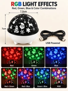 Đèn chiếu họa tiết Giáng Sinh di động, trang trí lễ hội dùng nguồn USB cho phòng ngủ, phòng khách và tiệc tùng - Nhiều màu - Xem 10