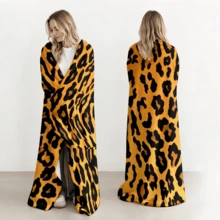 1PC Brown Leopard Print Wearable Blanket Soft And Comfortable For Both Men And Women. Great For Everyday Use, Camping, Travel, And A Thoughtful Holiday Gift - Multicolor - View 5