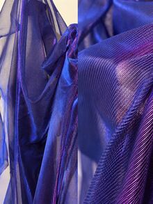 1pc Gradient Dual-Color Mesh Fabric, Laser Textured Sheer Long Dress Shawl Creative Handmade Fabric - Multicolor - View 21