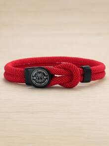 1pc Christmas Bell Engraved Double Layer 4mm Braided Rope Bracelet, Adjustable Knot Wristband, Men's Fashion Jewelry Gift - 4mm Bracelet - View 9