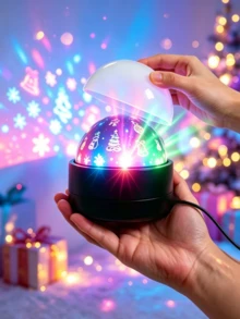 Christmas Projection Light, USB LED Snowflake & Santa Claus Pattern Starry Sky Projection Lamp, RGB Colorful Magic Ball Night Light, Suitable For Bedroom Party Holiday Decoration, Christmas Gift - Multicolor - View 5