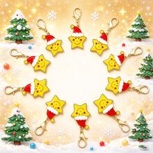 18pcs Christmas Star Keychains - Lucky Gift, Always By Your Side, Cute Bag Charm, Christmas Fashion Accessory, Elegant And Charming Keychain, High-Quality Decorative Keychain, Christmas Gift - Multicolor - View 4