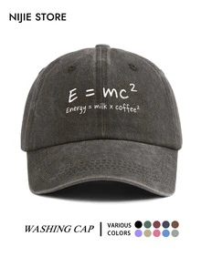 1pc Distressed Washed Cotton Curved Brim Baseball Cap, Physics Formula Funny Coffee Joke Print Dad Hat, Adjustable Versatile Casual Hat - A - View 11