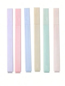 24/12/6pcs Morandi Style Square Highlighter Pens, Soft Felt Tip Markers, Colorful Fluorescent Pens, Quick Drying And Smudge-Resistant, Suitable For Diary, Notes, Study, Office Stationery - Square - View 5