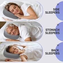 1pc Square Ear Pillow With Ear Hole For Side Sleepers, Multi-Color Options Black/Grey/Blue/White, Premium Polyurethane Filling, 100% Polyester Fiber, Travel-Friendly, Comfortable Sleep Aid, Soft Texture Design, Breathable, Hollow Ear Pillow To Protect Ears And Face From Pressure, Ear Piercing Pillow - Multicolor - View 6