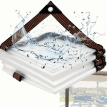 1pc Heavy Duty Transparent Waterproof PE Tarp With Grommets, Rope And Straps, UV Resistant, Wind And Rainproof, Suitable For Patio, Greenhouse, Camping, Construction - transparent - View 20
