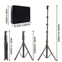 Professional LED Studio Spotlight, 160cm With Adjustable Tripod, Portable Light, Square Fill Light With Windshield Partition, Suitable For Photography, Live Streaming, And Meetings, 22.5x16.0cm, Super Strong Fill Light For Parties And Gatherings - Black - View 2