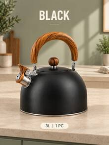 3L Stainless Steel Whistling Kettle, Suitable For Gas, Electric And Ceramic Stoves, Kitchen Accessories, Tea Set, Camping Kettle, Water Bottle, Home Decor, Christmas Gift, Black/White - Multicolor - View 13