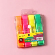 4pcs/6pcs Classic Best-Selling 4-Color/6-Color Highlighter Pens, Marker Pens, Fluorescent Pens, Water-Based, Quick-Drying Ink For School Office Supplies, Journal Decoration, School Office Learning Stationery - Multicolor - View 6