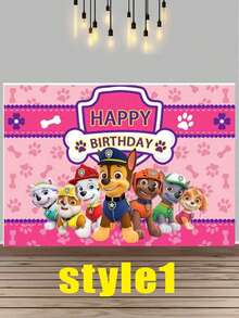 Paw Patrol Birthday Photo Backdrop, Cute Cartoon Rescue Dog Happy Birthday Banner Background, Soft Material Reusable Party Wall Decoration, Perfect For Birthday Celebration, Theme Party, Photography, Cake Dessert Table Backdrop, Available In Different Styles For Boys And Girls - Multiple Styles - View 11
