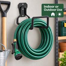 1pc Garden Hose Storage Rack, Wall-Mounted Metal Hose Hook Organizer, Suitable For Garden, Yard And Patio Hose Storage, Indoor/Outdoor Universal Garden Accessory - 3-hole - View 1