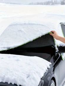 Car Front Windshield Snow Cover, Anti-Freeze Anti-Frost Anti-Snow Anti-UV Sun Shade, With Reflective Strip And Rearview Mirror Ear Cover, UV Protection And Snow Shield Function, Easy Installation And Durable, Ensures Winter Driving Safety And Flexible Design For Icy And Snowy Road Conditions - Glass Dome - View 12