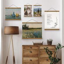 SURELIFE 1pc Teak Wood Poster Hanger Frame for Photos Pictures Prints Maps Scrolls and Canvas Artwork Wall Art Decor - Coklat - View 10
