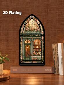 20X10Cm Acrylic Father's Day Gift, 2D Flat Art Bookstore Floral Stained Glass Style Bookend, Sturdy And Durable Decorative Bookend, Book-Themed Housewarming Gift, For Readers And Book Lovers, Decorate Library Corner And Bookshelf - C - View 8