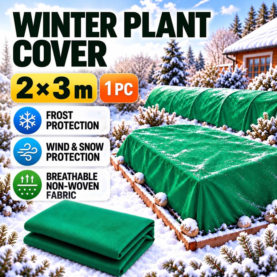 1pc Green Winter Plant Frost Cover, 2*3 Meters, Breathable Non-Woven Fabric, Frost-Proof, Wind-Proof, Snow-Proof, Suitable For Protecting Shrubs, Flowers, Vegetable Gardens And Yard Plants