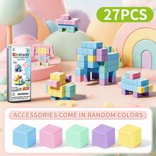 Macaron Square Magnetic Blocks, Back To School STEM Sensory Toy, Fun Sorting And Stacking Toy, Creative Building Blocks, Develops Hands-On Ability And Imagination - Multicolor - View 12