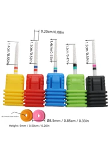 Easy Nail 3Pcs White Ceramic Nail Drill Bit Set With 2 Dust-Proof Caps, XC/C/M/F/XF Options, Electric Manicure Nail Drill Accessories - Multicolor - View 8