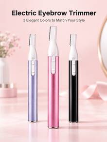 Electric Eyebrow Trimmer, Women's Multi-Function Facial Hair Remover, Portable Painless Grooming Tool, Suitable For Eyebrows, Underarms, Legs, Arms, Compact Aluminum Alloy Design, Comes With Comb And Cleaning Brush - A - View 2
