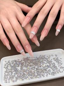 50-Piece Set: 5A-Grade Zirconia Rectangular Nail Charms – Flat-Back, Beveled-Cut Mini Rhinestones (Available In White Or Champagne) – Perfect For Autumn/Winter Nail Art, Gel Manicures, And DIY Decoration - Multicolor - View 5