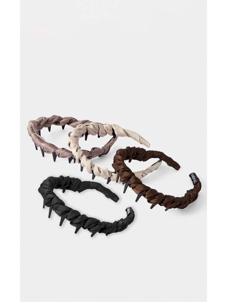 Noxbound 4pcs Women's Exquisite Satin Braided Headbands, Serrated Non-Slip Design, Elegant Hair Accessories - Multicolor - View 1