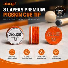 14mm 8-Layer Natural Pigskin Leather Billiard Cue Tip | High Grip Spin Control Billiard Replacement Tip, Suitable For American Pool Cues | Durable Professional Grade Cue Tip, Ideal For Players And Clubs - Orange - View 3