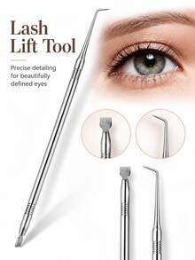 Stainless Steel Eyelash Separator And Comb Tool, Dual-Head Precision Eyelash Lifting Needle, Suitable For Eyelash Extensions, Reusable Beauty Grooming Tool For Women And Lash Artists, Travel Essential, Back To School Must-Have, Christmas And Valentine's Day Gift - Multicolor - View 2