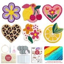 6PCS Punch Needle Coaster Kit,Easy DIY Embroidery Set For Beginners & Adults Fruit And Flowers Theme Patterns,Craft Set With Hoop Yarn & Patterns DIY Embroidery Mug Rug Kit For Adults Home Decor,Festival Gift - Fruit and Flowers - View 2