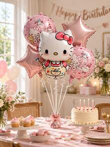 Sanrio Hello Kitty Apron Outfit Foil Balloons, Pink Birthday Party Decorations For Photo Backdrop, Cake Table, Gift Zone & Celebration Room Setup - View 1
