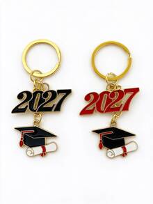 1/2/10pcs Creative 2027 Digital Graduation Cap Keychain, Bachelor's Cap Certificate Pendant, Commemorative Small Gift Backpack Charm, Metal Oil Drip Pendant Student Backpack Accessory Commemorative Gift, Bachelor's Cap Certificate Oil Drip Keychain Backpack Charm Accessory, Small Gift For Classmates, Best Friends And Friends - Multicolor - View 10