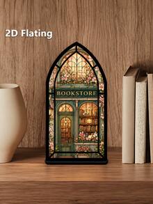 20X10Cm Acrylic Father's Day Gift, 2D Flat Art Bookstore Floral Stained Glass Style Bookend, Sturdy And Durable Decorative Bookend, Book-Themed Housewarming Gift, For Readers And Book Lovers, Decorate Library Corner And Bookshelf - C - View 7