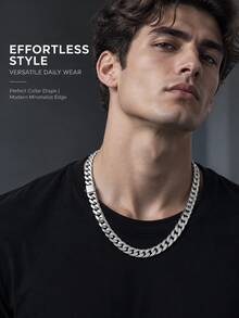 Men's Necklace, Stainless Steel Men's Cuban Link Chain Necklace, Street Hip Hop And Daily Wear Gift - Multicolor - View 2