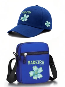 1件/2件裝「Madeira Portugal」花卉與字母印花中性街頭時尚戶外運動棒球帽與斜跨包，可調節，送給自己或朋友的禮物 - 彩色 - 查看 9